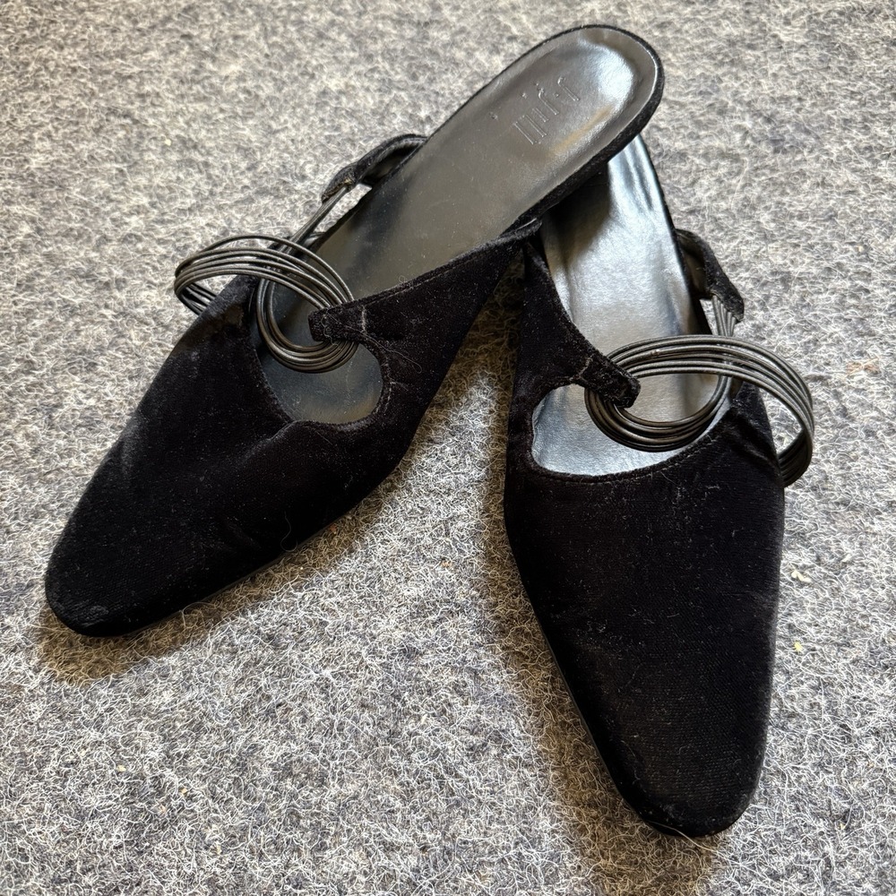 Velvet Kitten Heels Mules Y2K 90s Goth Whimsigoth Party Event Black Sz 8.5
